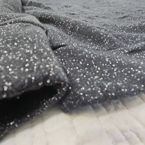 Lord & Taylor Bridged V-Neck Metallic Thread Sweater Women's L Black Silver EUC - Picture 3 of 13